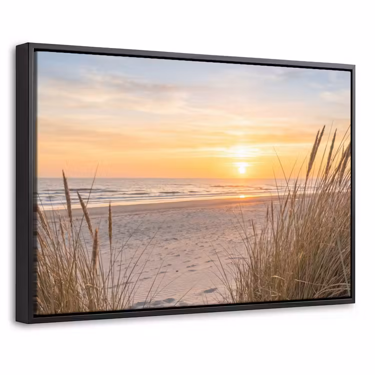 Canvas met lijst - Zonsondergang - Duinen - Zee — 1