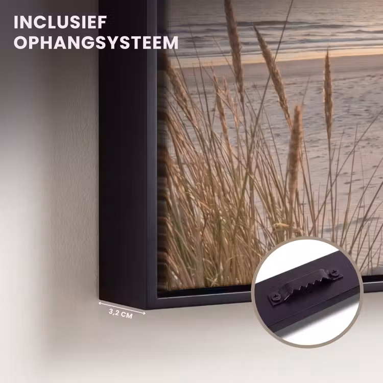 Canvas met lijst - Zonsondergang - Duinen - Zee — 3