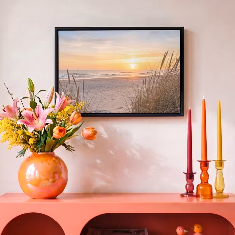 Canvas met lijst - Zonsondergang - Duinen - Zee — 4