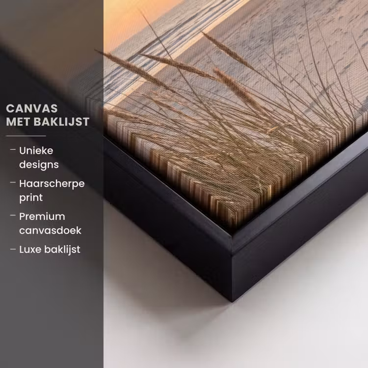 Canvas met lijst - Zonsondergang - Duinen - Zee — 5