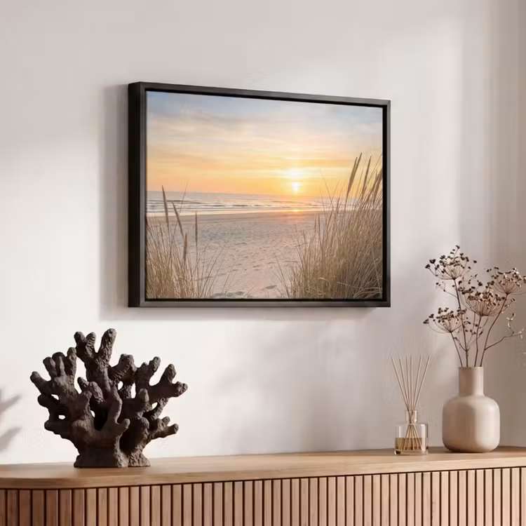 Canvas met lijst - Zonsondergang - Duinen - Zee — 6