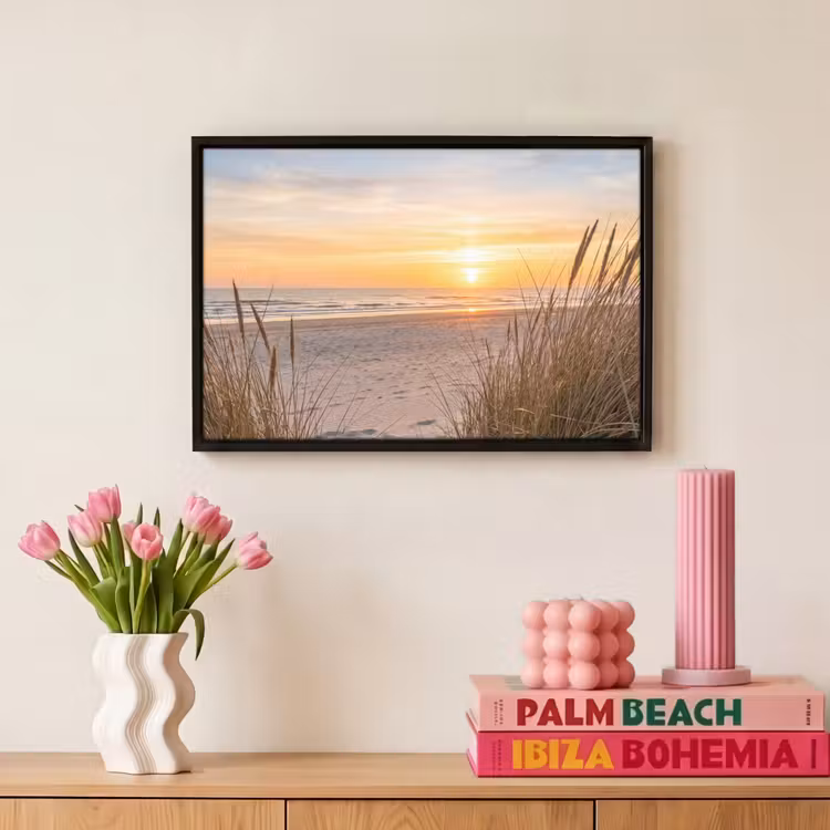 Canvas met lijst - Zonsondergang - Duinen - Zee — 8
