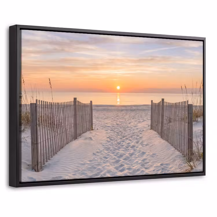 Canvas met lijst - Zonsondergang - Strand - Zand — 1