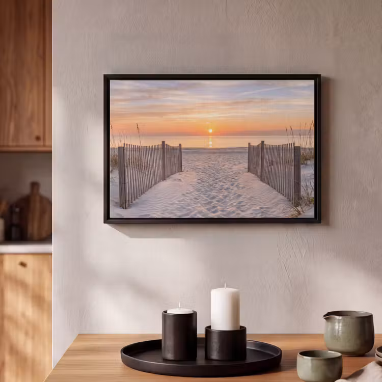 Canvas met lijst - Zonsondergang - Strand - Zand — 2