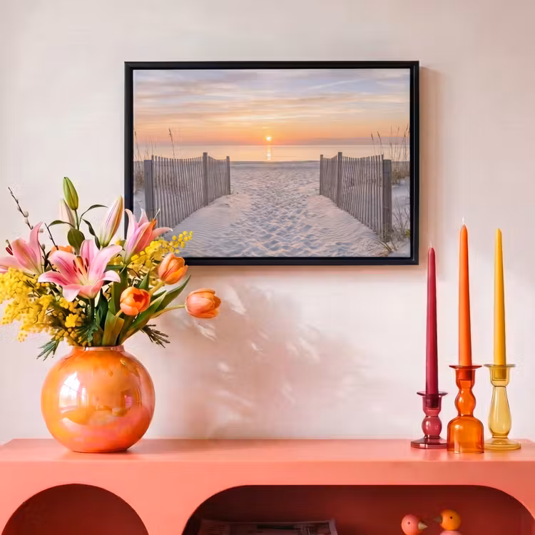 Canvas met lijst - Zonsondergang - Strand - Zand — 4