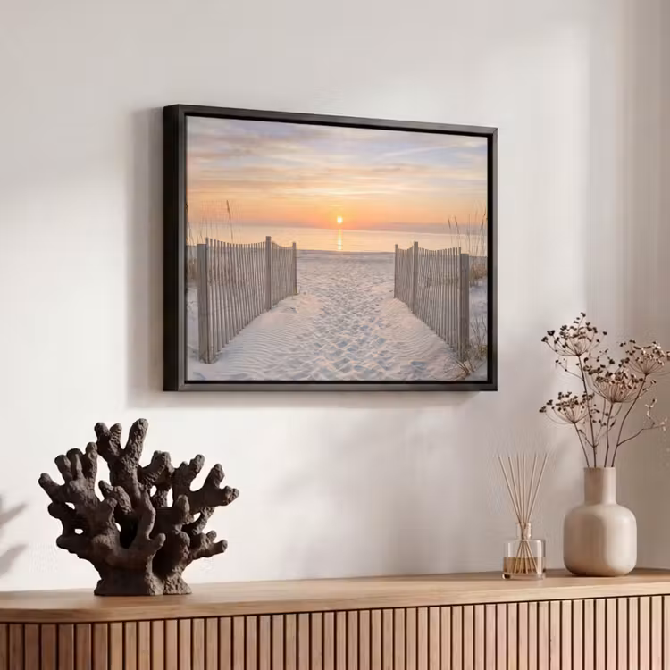 Canvas met lijst - Zonsondergang - Strand - Zand — 6