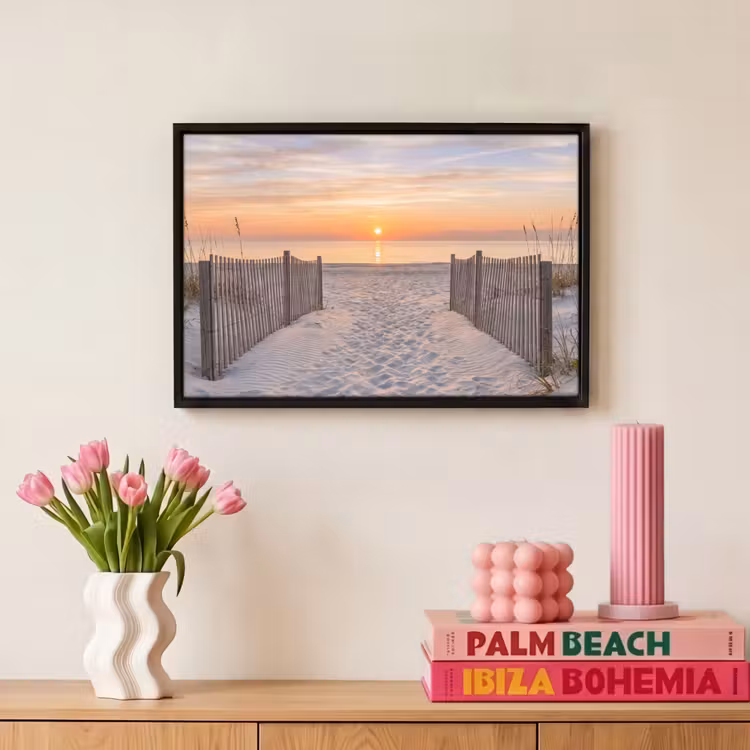 Canvas met lijst - Zonsondergang - Strand - Zand — 8