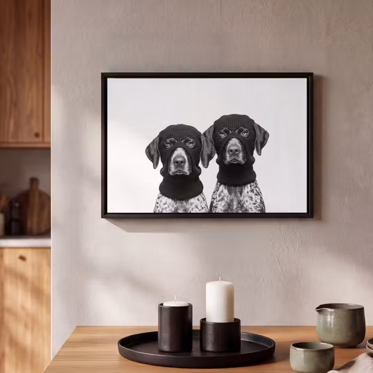 Canvas met lijst - Honden - Bivakmuts - Zwart - wit — 2