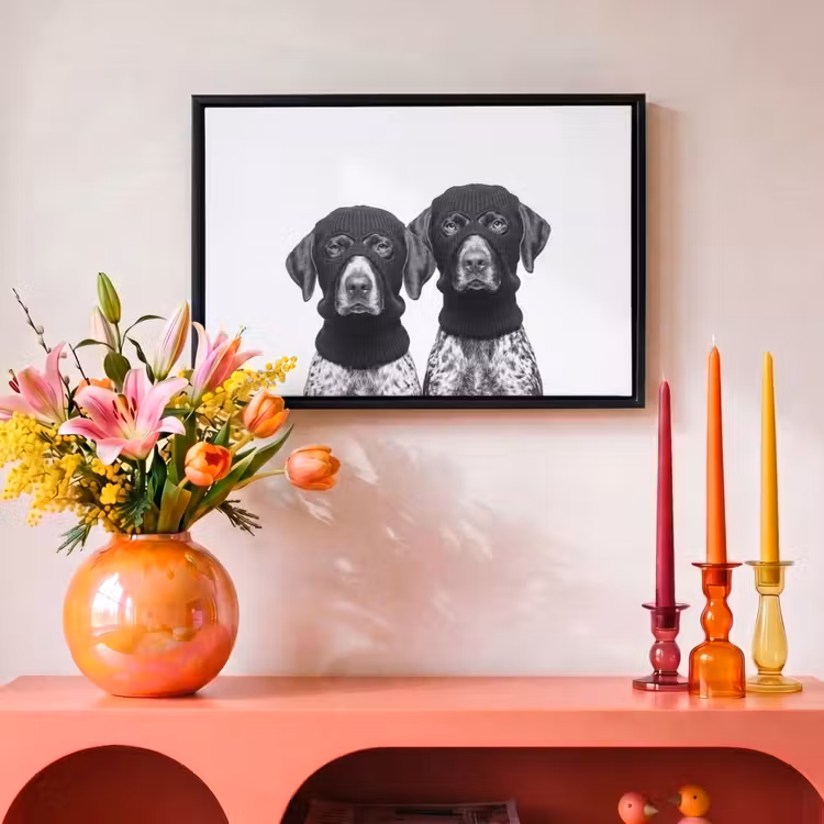 Canvas met lijst - Honden - Bivakmuts - Zwart - wit — 4