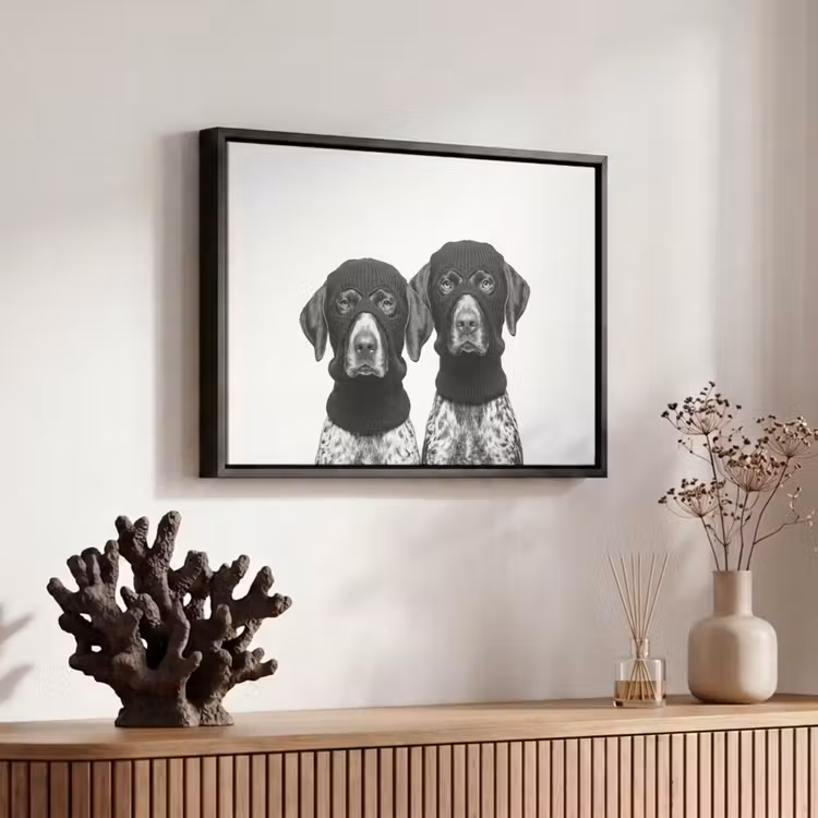 Canvas met lijst - Honden - Bivakmuts - Zwart - wit — 6