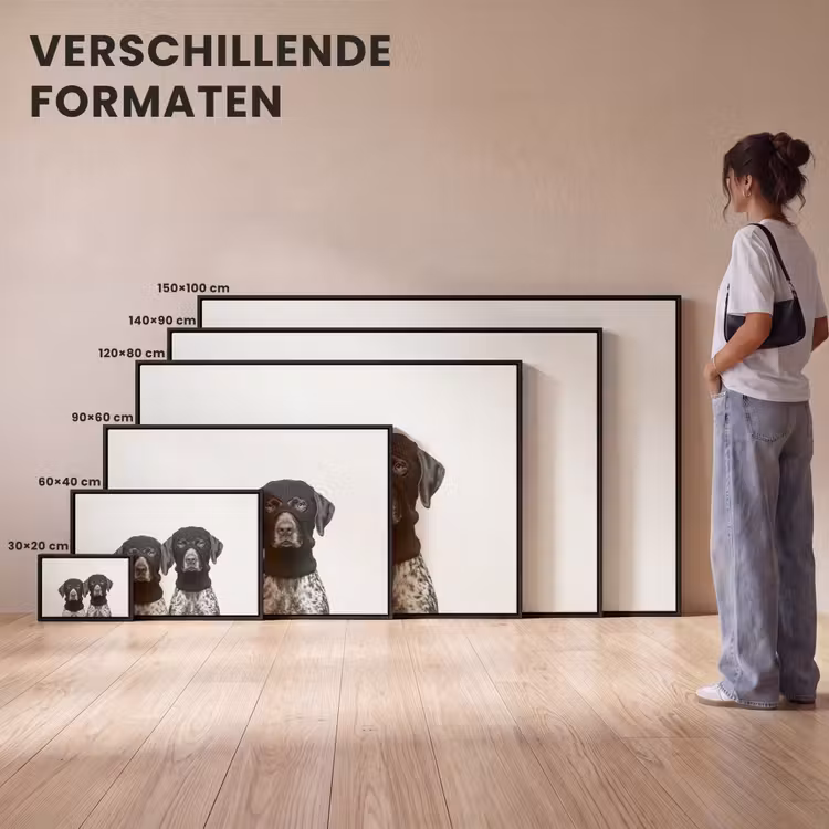 Canvas met lijst - Honden - Bivakmuts - Zwart - wit — 7