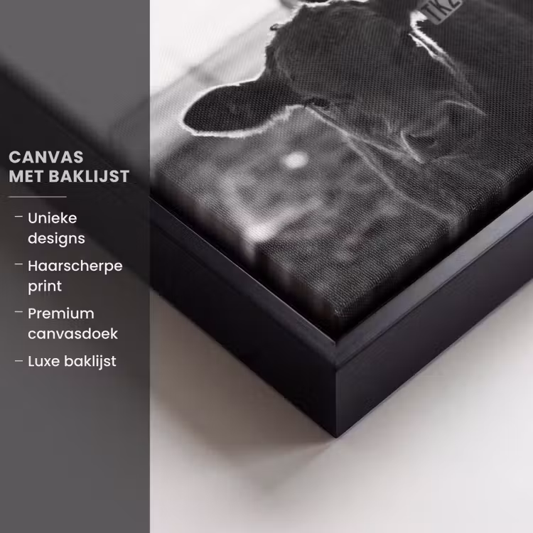 Canvas met lijst - Koeien - Zwart - Wit — 5