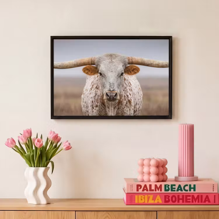Canvas met lijst - Longhorn - Grasveld - Dier — 8