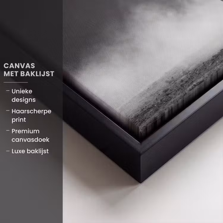 Canvas met lijst - Olifant - Zwart - Wit - Rook — 5