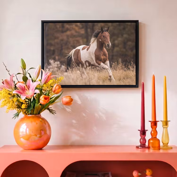 Canvas met lijst - Paard - Bruin - Gras — 4