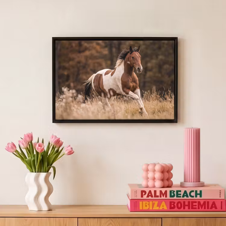Canvas met lijst - Paard - Bruin - Gras — 8