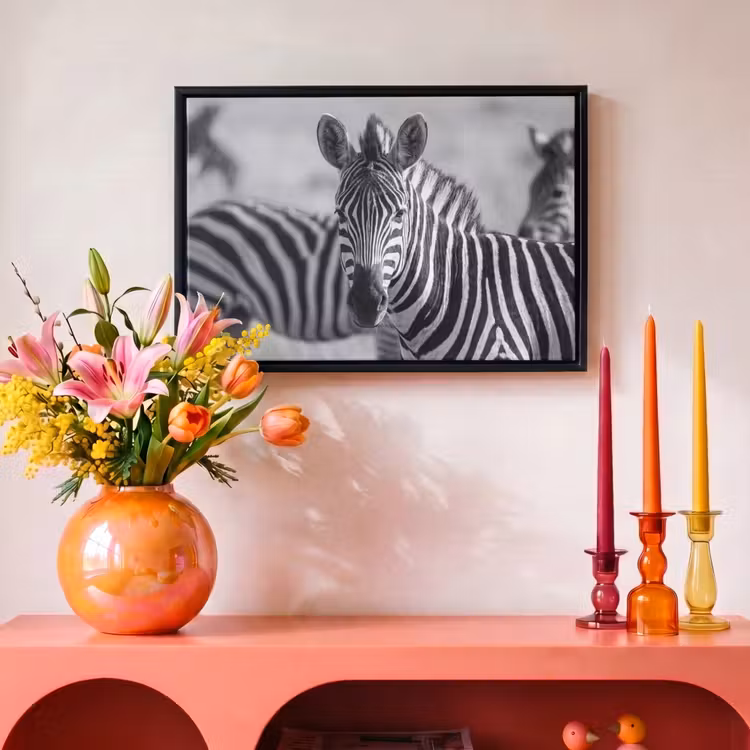 Canvas met lijst - Zebra's - Zwart - Wit — 4
