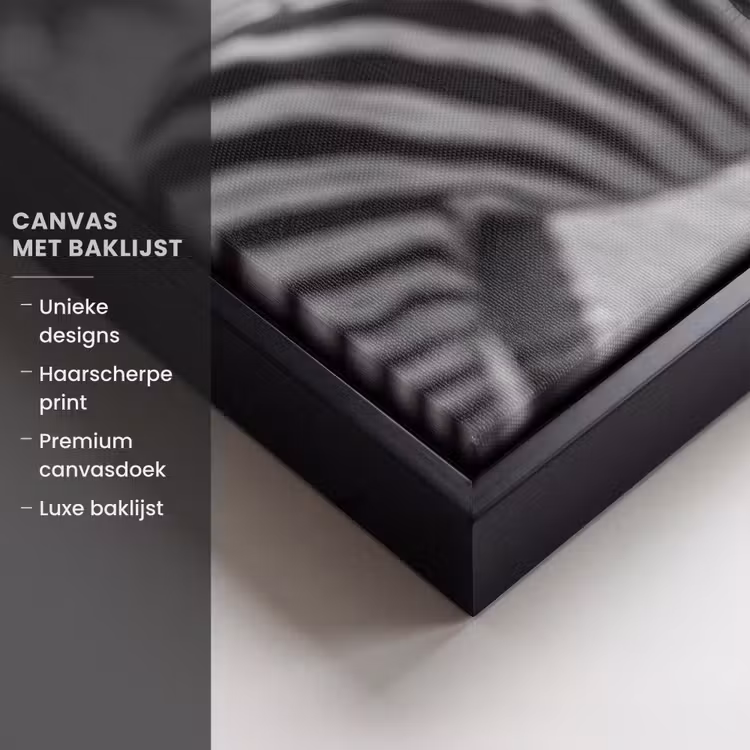 Canvas met lijst - Zebra's - Zwart - Wit — 5