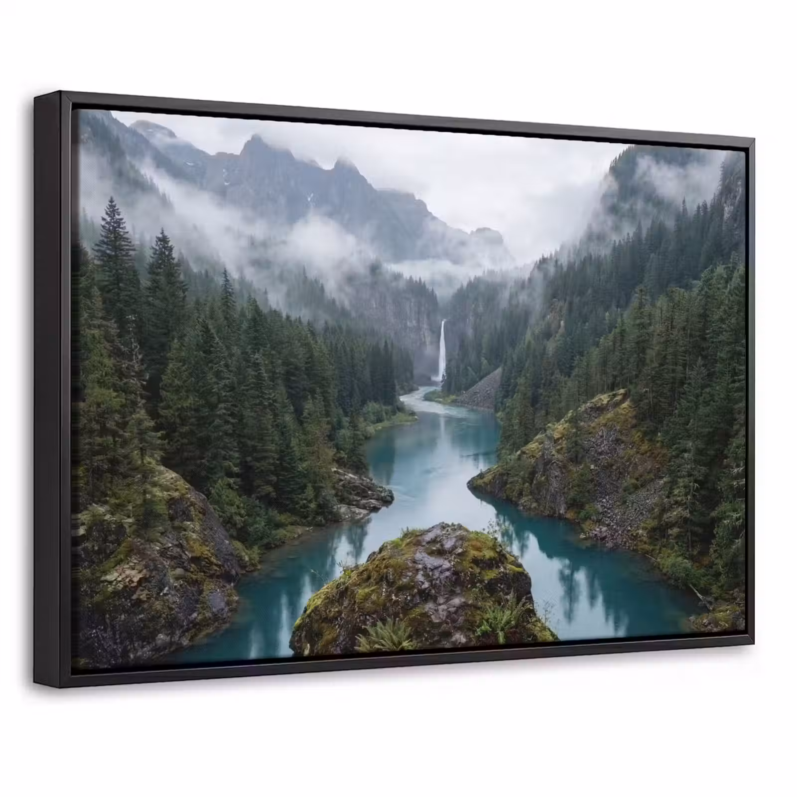 Canvas met lijst - Waterval - Bomen - Bergen — 1