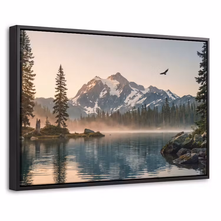 Canvas met lijst - Bergen - Water - Bomen — 1