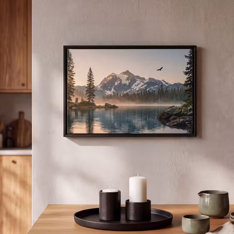 Canvas met lijst - Bergen - Water - Bomen — 2
