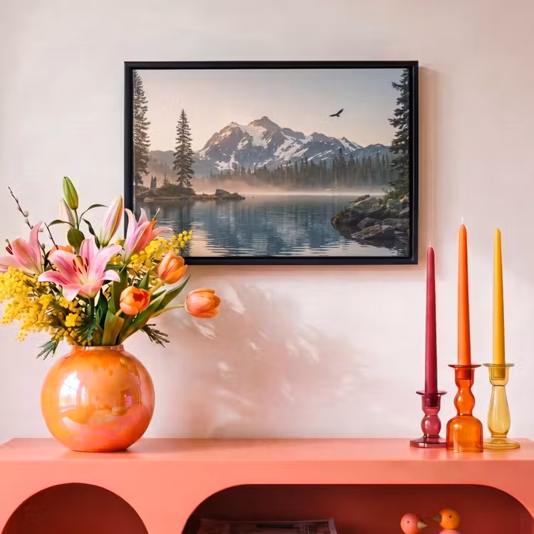 Canvas met lijst - Bergen - Water - Bomen — 4