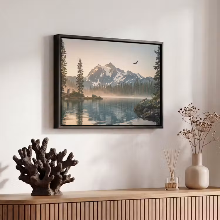 Canvas met lijst - Bergen - Water - Bomen — 6