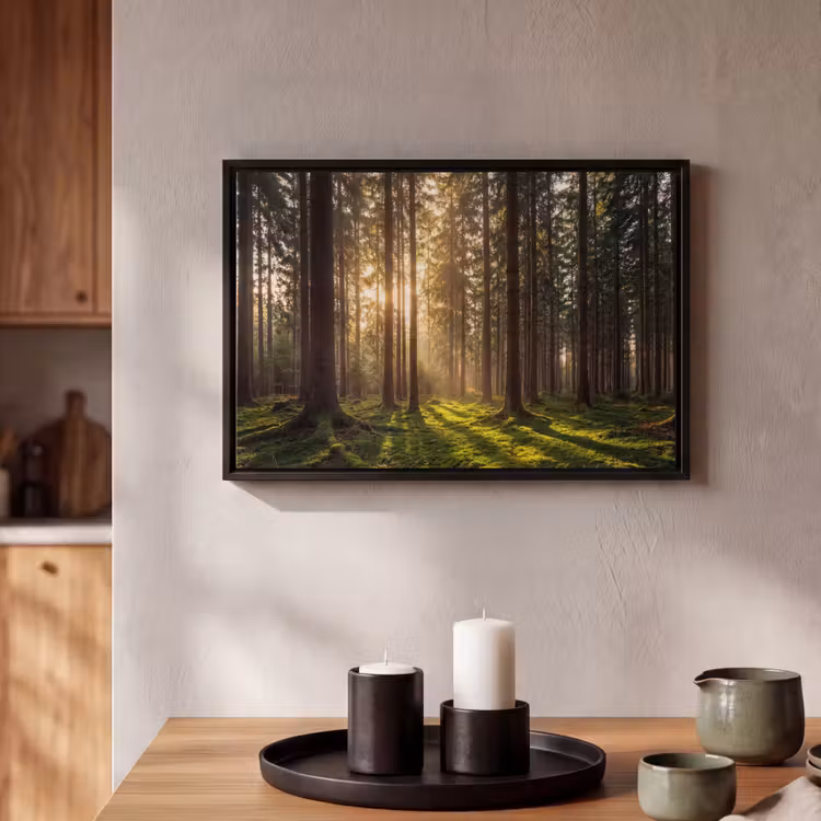 Canvas met lijst - Bos - Gras - Zonlicht — 2