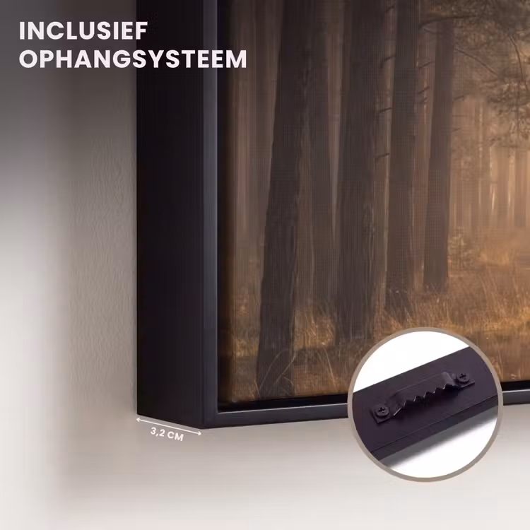 Canvas met lijst - Bos - Mist - Zonlicht — 3