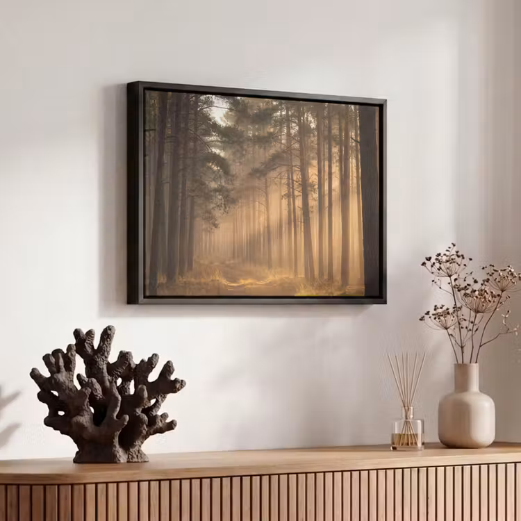 Canvas met lijst - Bos - Mist - Zonlicht — 6