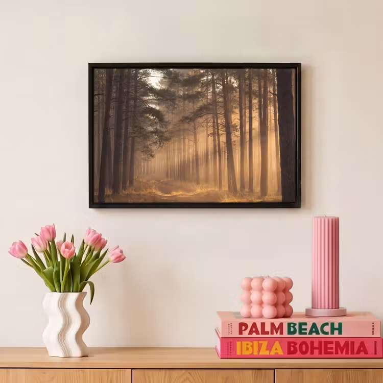 Canvas met lijst - Bos - Mist - Zonlicht — 8