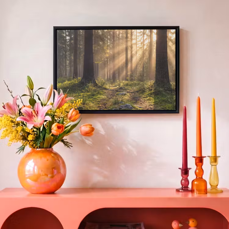 Canvas met lijst - Bos - Zonlicht - Gras — 4