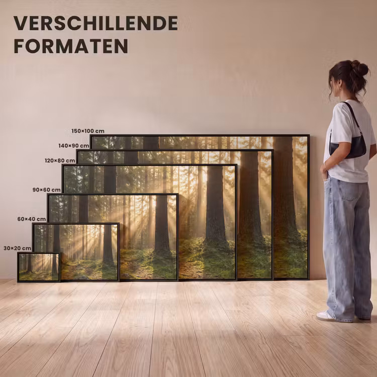 Canvas met lijst - Bos - Zonlicht - Gras — 7