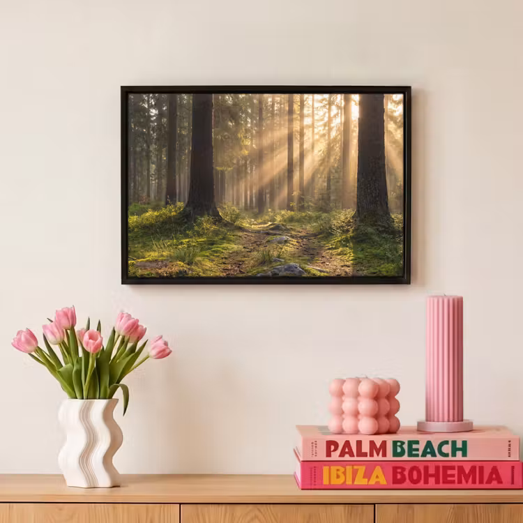 Canvas met lijst - Bos - Zonlicht - Gras — 8