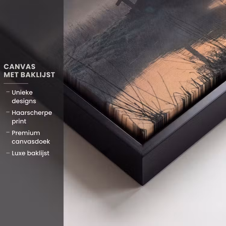 Canvas met lijst - Brug - Mist - Bomen - Water — 5