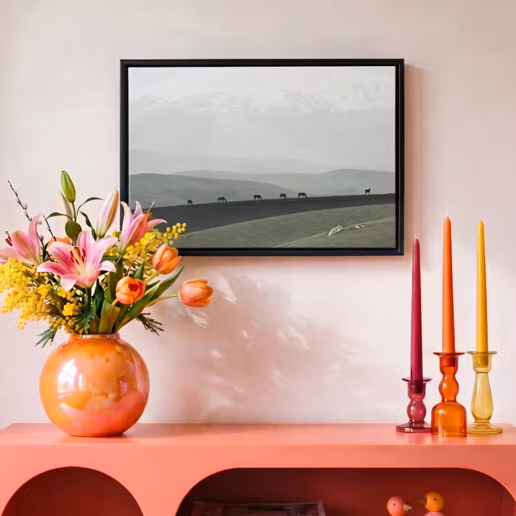 Canvas met lijst - Grijs - Berg - Paarden — 4