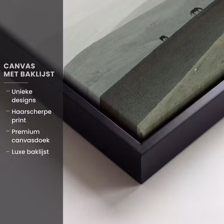 Canvas met lijst - Grijs - Berg - Paarden — 5
