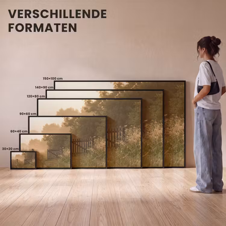 Canvas met lijst - Hek - Natuur - Mist - Veld — 7