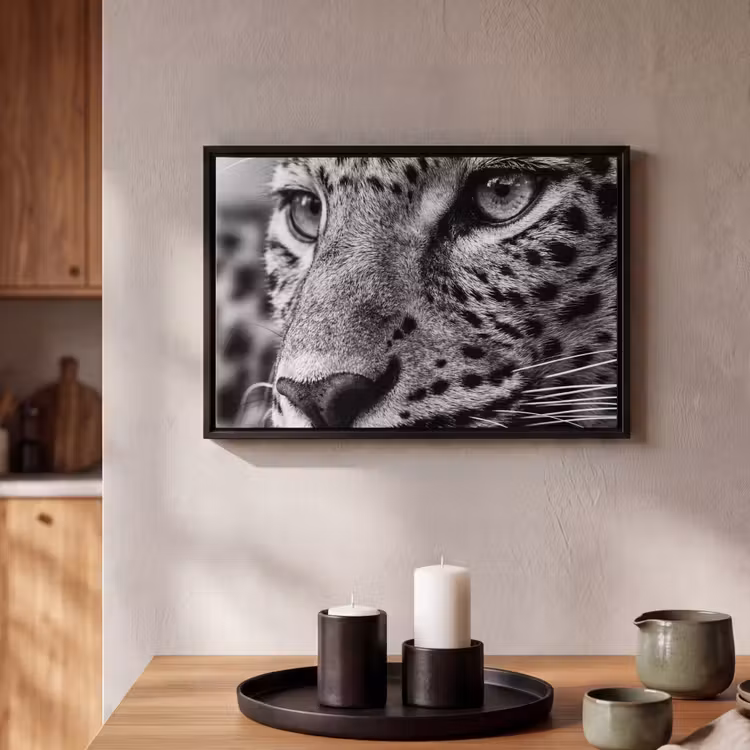 Canvas met lijst - Luipaard - Zwart - Wit - Oog — 2