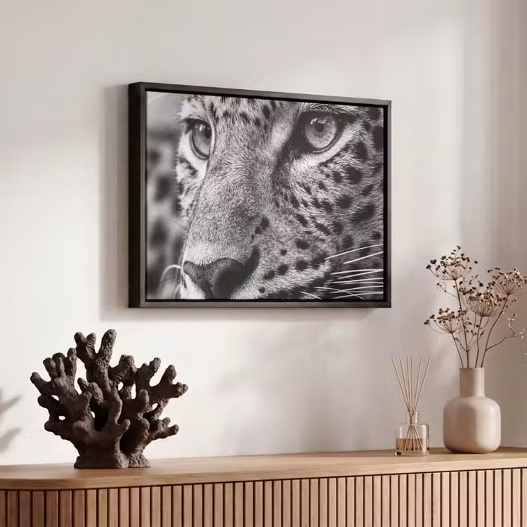 Canvas met lijst - Luipaard - Zwart - Wit - Oog — 6