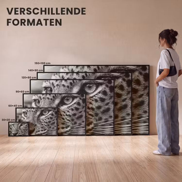 Canvas met lijst - Luipaard - Zwart - Wit - Oog — 7