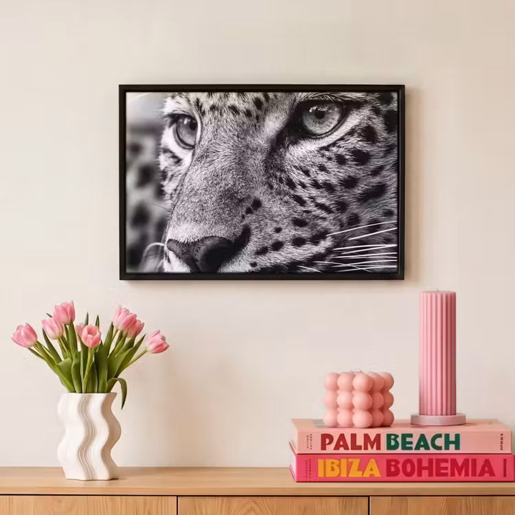 Canvas met lijst - Luipaard - Zwart - Wit - Oog — 8