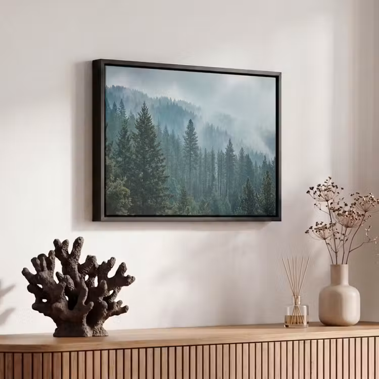 Canvas met lijst - Naaldwoud - Bergen - Nebel — 6