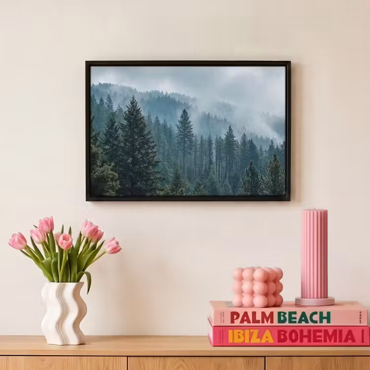 Canvas met lijst - Naaldwoud - Bergen - Nebel — 8
