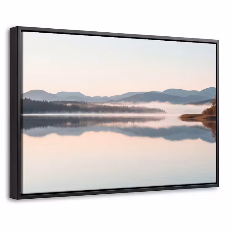 Canvas met lijst - Water - Bomen - Mistlaag — 1