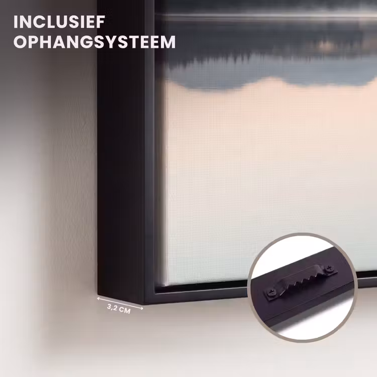 Canvas met lijst - Water - Bomen - Mistlaag — 3