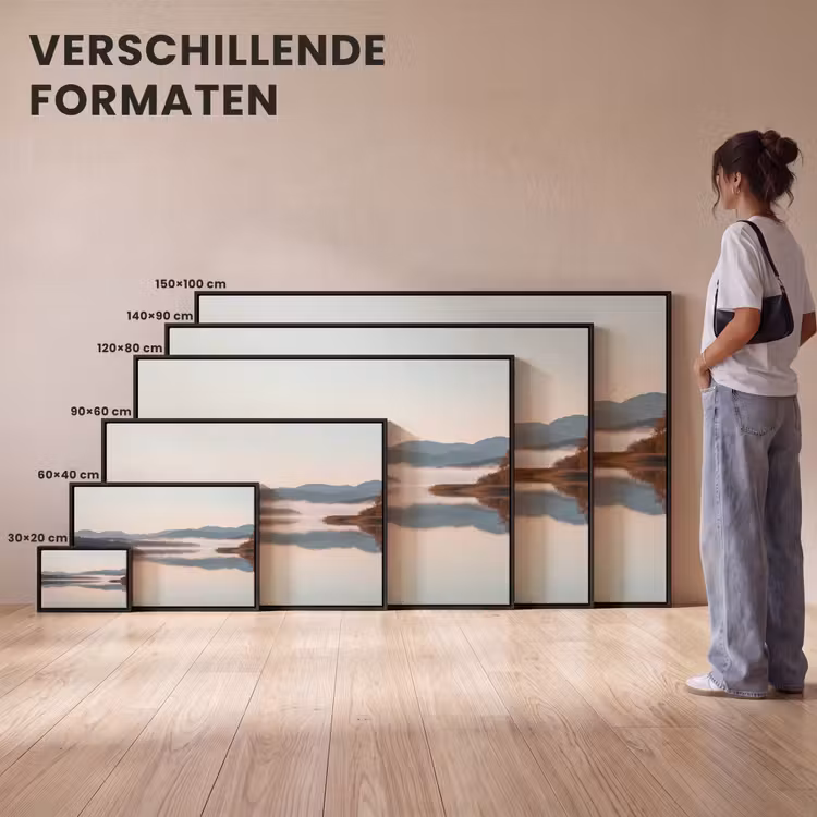 Canvas met lijst - Water - Bomen - Mistlaag — 7
