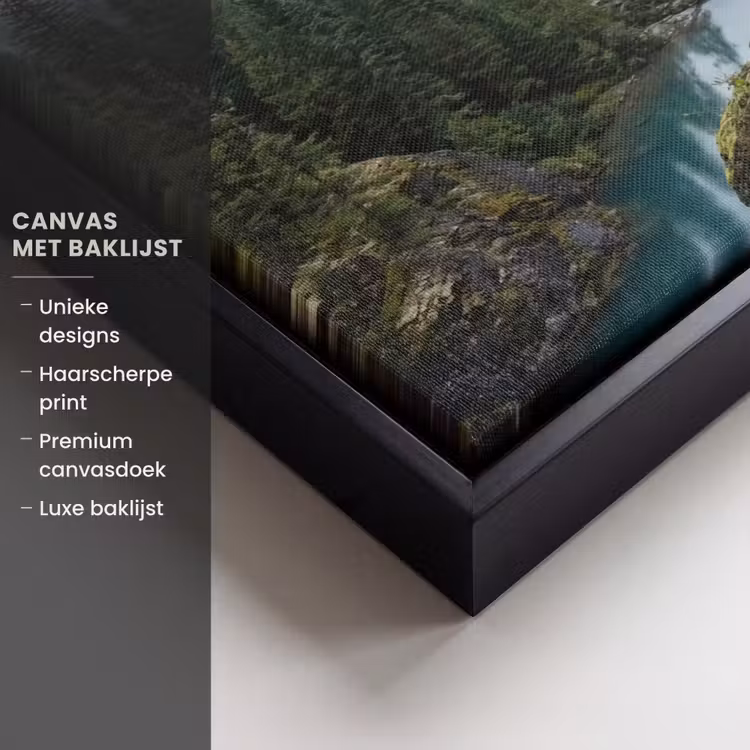 Canvas met lijst - Waterval - Bomen - Bergen — 5