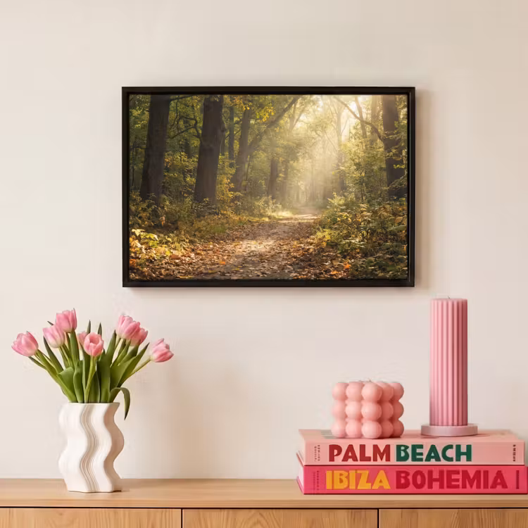 Canvas met lijst - Zonlicht - Bospad - Bomen — 8