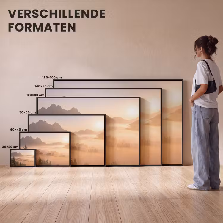 Canvas met lijst - Zonlicht - Mist - Bergen - Bomen — 7